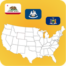 US State Maps and Flags, Info and Quiz APK