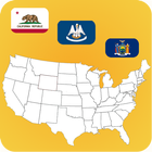 US State Maps and Flags, Info and Quiz 图标