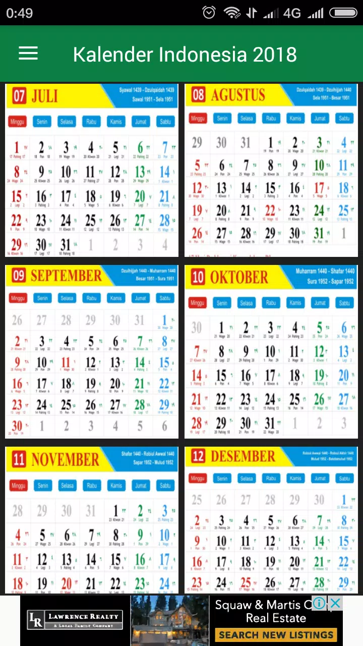 Android 用の Kalender 2018 Indonesia - Masehi Hijriyah Jawa APK をダウンロード