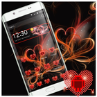 Neon Red Heart Theme آئیکن