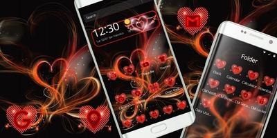 Neon Red Heart Theme اسکرین شاٹ 3