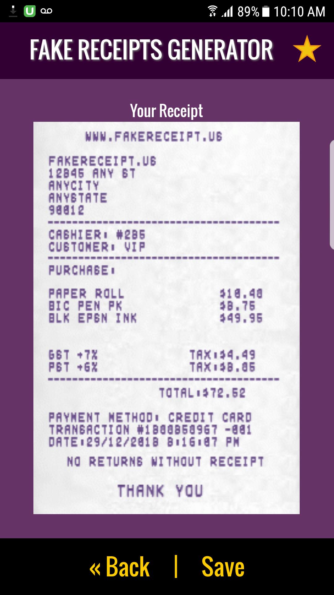 Fake Receipt Generator (FREE) APK per Android Download