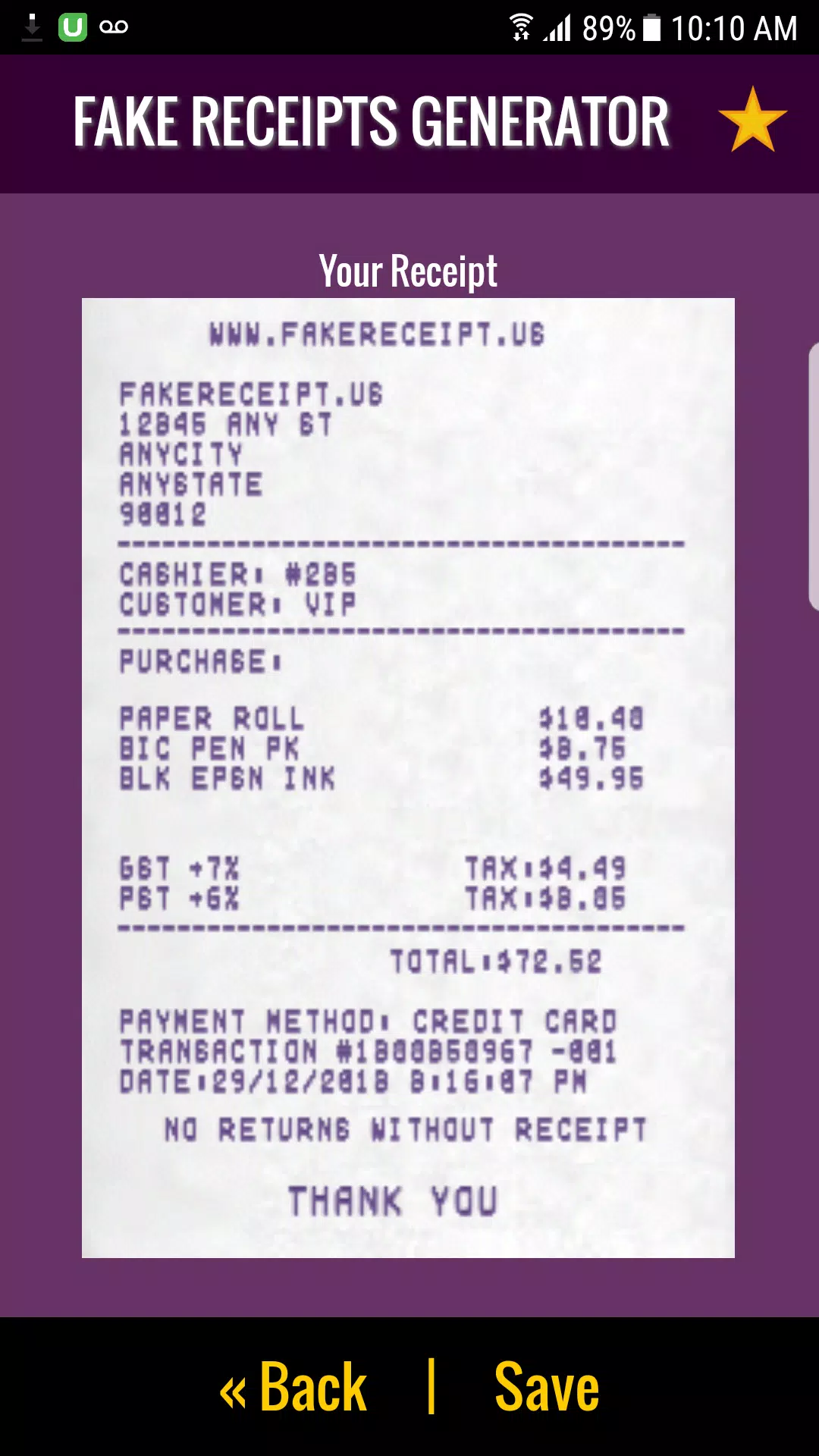 Fake Receipt Generator (FREE) APK for Android Download