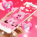 Red Cute Cartoon Piggy Theme APK