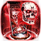 3D Red Neon Tech Skull Theme icône