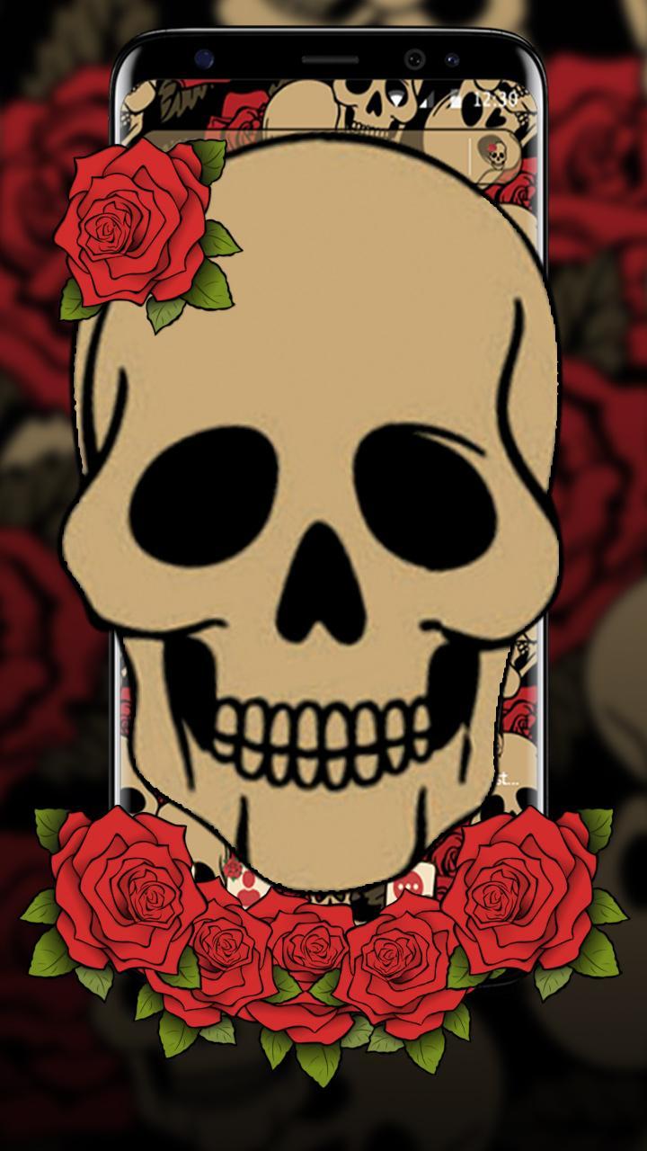 red rose flower skull theme for android - apk download