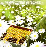 الزهور الوردي لوحة المفاتيح الملصق