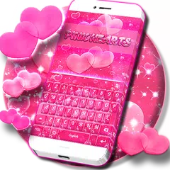 ピンクハーツのキーボードテーマ アプリダウンロード