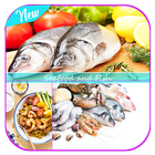 Gesunde Meeresfrüchte und Fischrezepte Zeichen