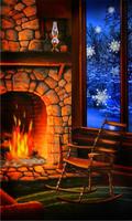 Winter Fireplace liv wallpaper পোস্টার
