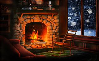 Winter Fireplace liv wallpaper Ekran Görüntüsü 1