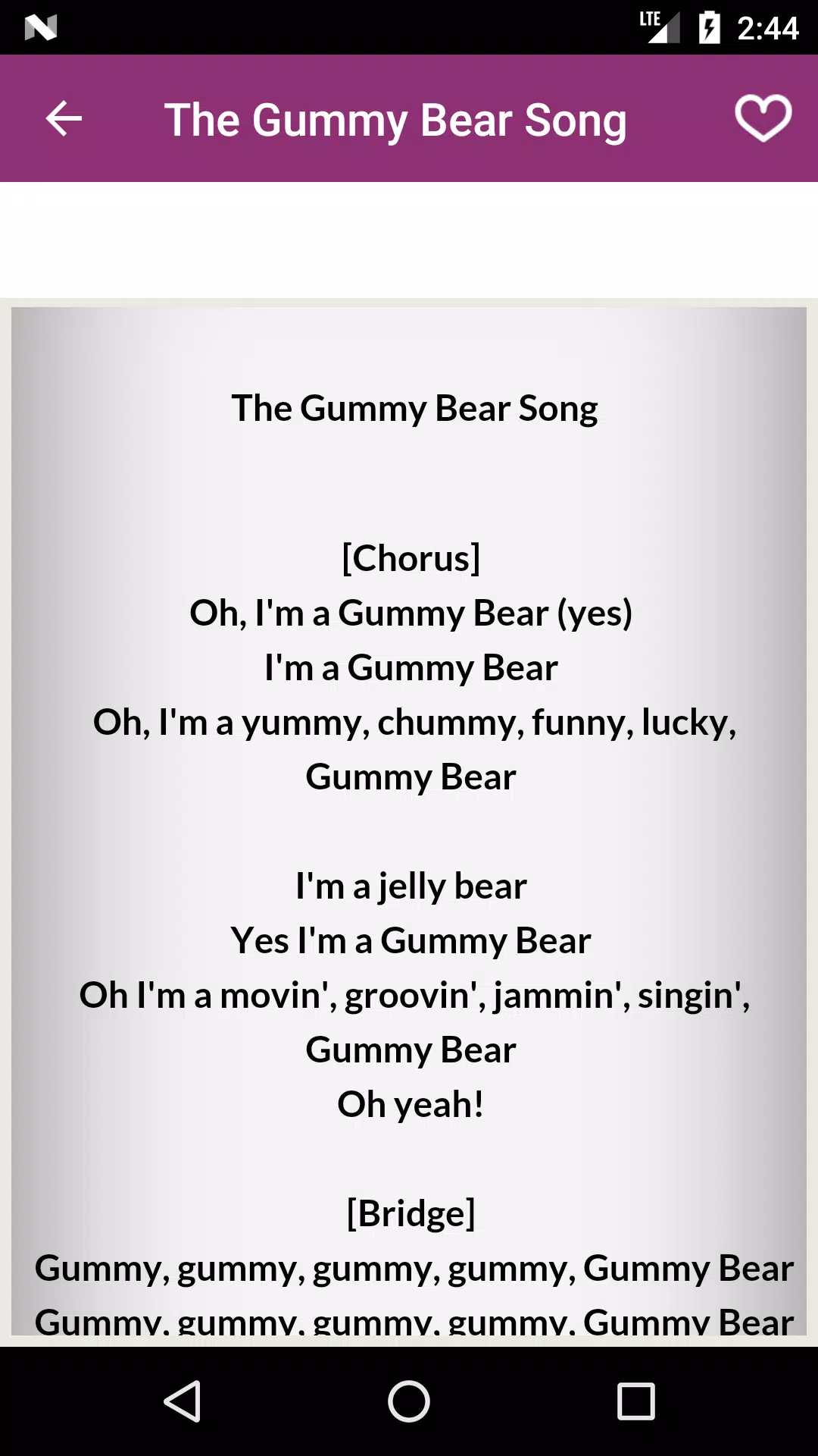 Gummy Bear - Letra de I'm Your Funny Bear (The Gummi Bear Song)