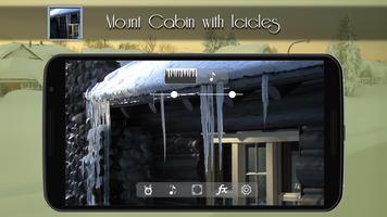 Mountain cabin-melting icicles पोस्टर
