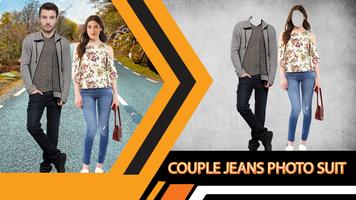 Jeans Couple Photo Suit Editor الملصق