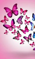 ピンクの蝶の壁紙 ポスター