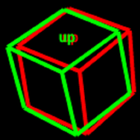 Anaglyph 3D cube Zeichen