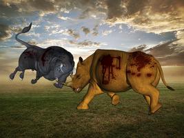 Rhino Buffalo Safari Fight Affiche