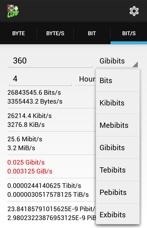 Bit byte. Calculations-Tool.