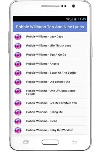 Robbie Williams Best Lyrics APK for Android Download