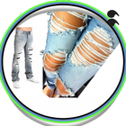 Rissige Skinny Jeans-Designs Zeichen