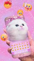 Cute White Cat Keyboard Theme 2018 poster