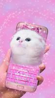 Cute White Cat Keyboard Theme 2018 screenshot 2