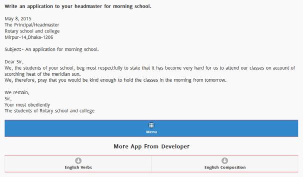 english letter application writing offline