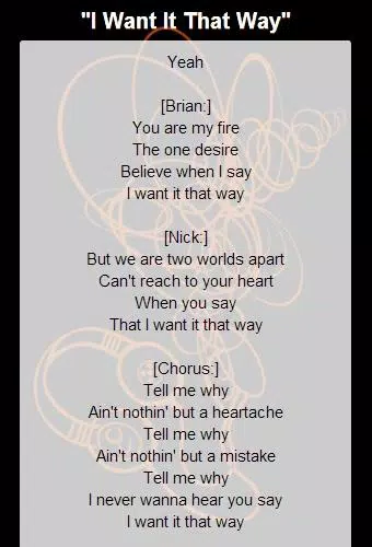 Backstreet Boys Lyrics