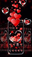 Romantic Red Love Heart Theme Affiche