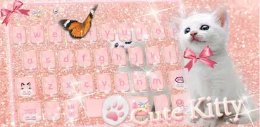 無料かわいい子猫美しいキーボードのテーマ Rose gold Kitty