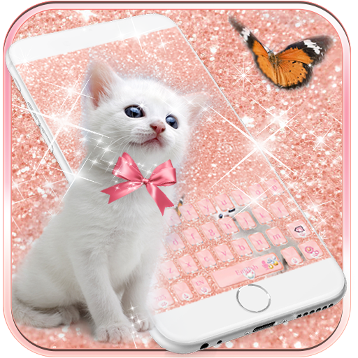 無料かわいい子猫美しいキーボードのテーマ Rose gold Kitty