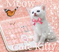 無料かわいい子猫美しいキーボードのテーマ Rose gold Kitty ポスター