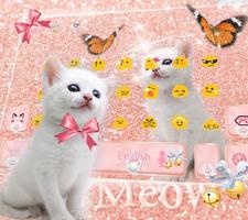 Lucu kucing Keyboard tema Rose gold Kitty screenshot 1