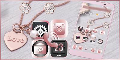 Rose gold Diamant Thema Pink Rose Gold Screenshot 3