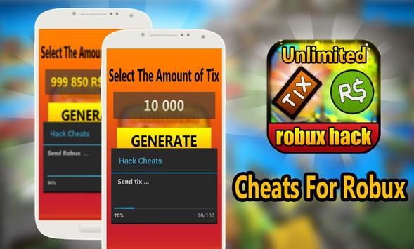 Cheats Free Robux And Tix For Roblox Prank Para Android - como baixar hack para o roblox