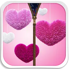 Pink Love Zipper Lock Screen
