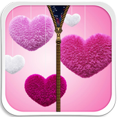 Pink Love Zipper Lock Screen icône
