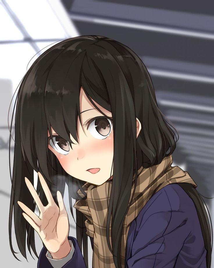 Anime girls with black hair and brown eyes
