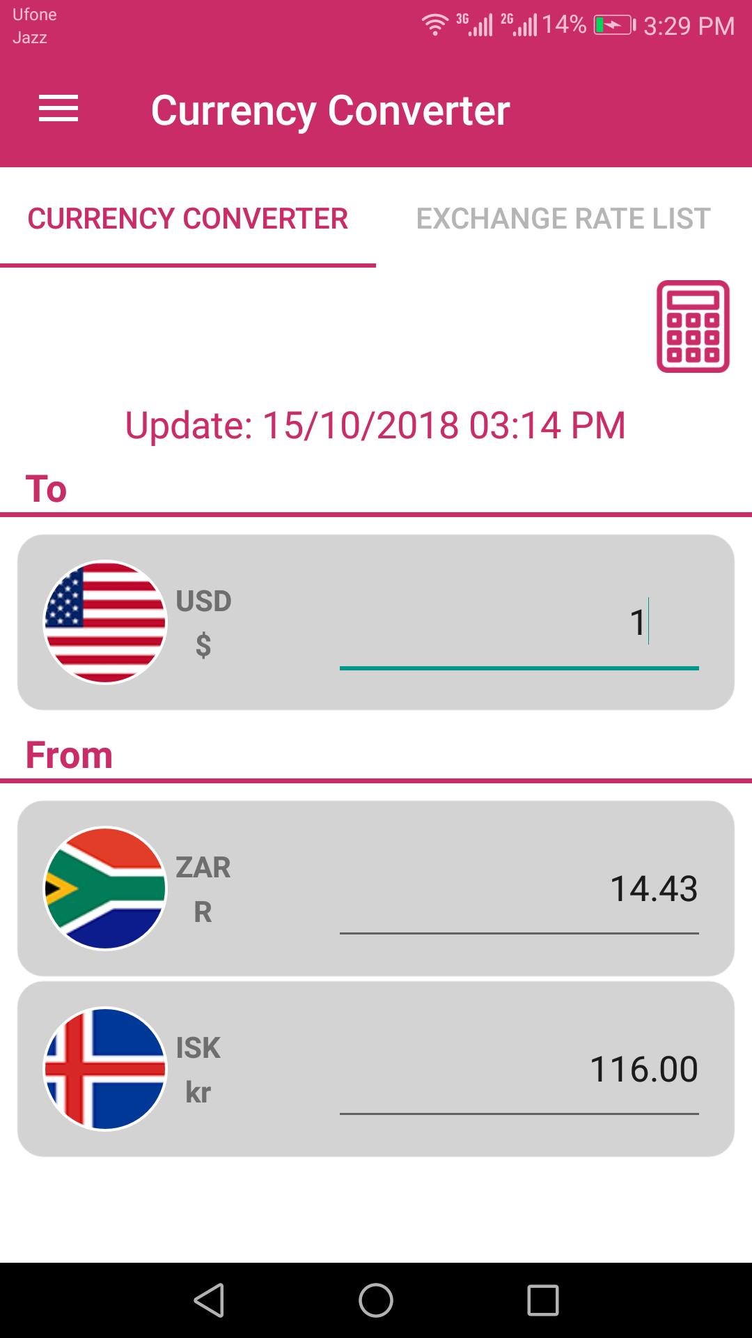 US Dollar To South African Rand and ISK Converter for Android - APK Download