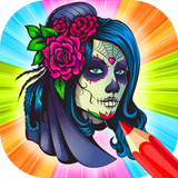 Sugar Skulls Mandala halloween Coloring Free Book أيقونة