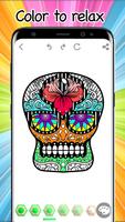 Sugar Skulls Mandala halloween Coloring Free Book الملصق