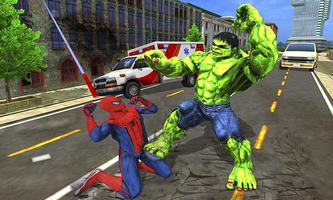 Poster Monster Hero vs Flying Spider City Battle