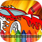 Coloring hot racing car icon