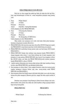 Contoh Surat Hutang Piutang Sederhana Suratmenyuratnet