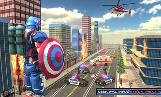 Captain Robot of America Flying Robot Bike Rescue Plakat