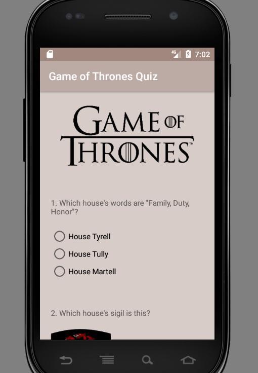 Game Of Thrones Quiz Stark Eddard Baratheon Arryn For