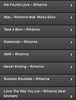 برنامه‌نما Rihanna Songs & Lyrics App عکس از صفحه