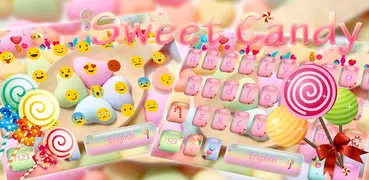 彩虹糖果鍵盤主題 美味愛心糖果壁紙
