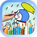 Blue Cat Coloring games free icône