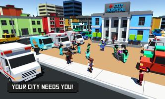 Blocky Stadt Builder Hospital Plakat